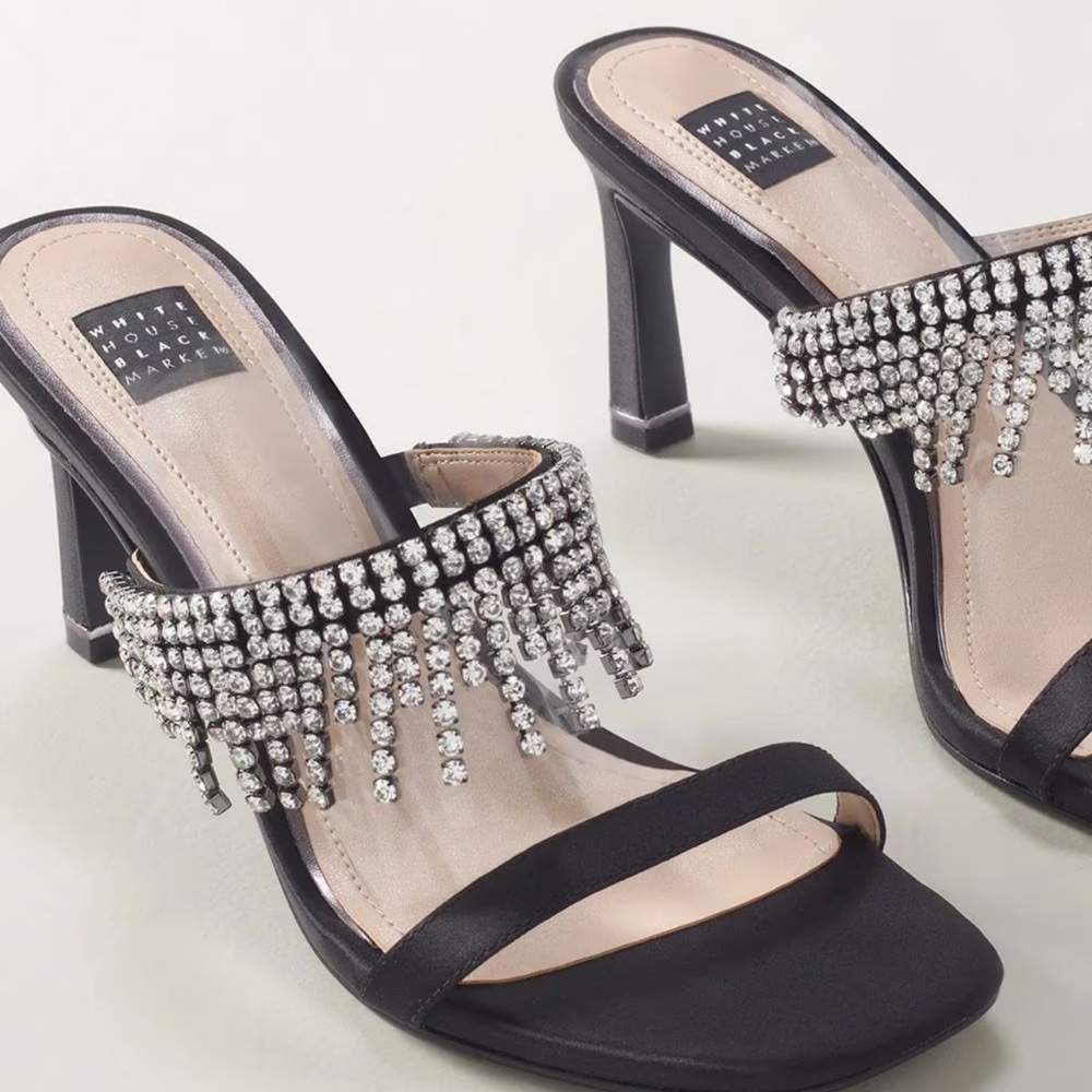 WHBM Fringe Rhinestone Heels - Picture 3 of 13